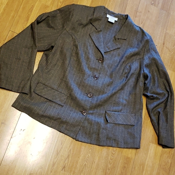Vintage Jackets & Blazers - Vintage plus size houndstooth blazer size 18